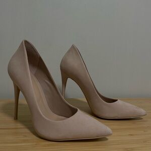 ALDO Suede Pointed Toe Heel Pumps - Blush Pink